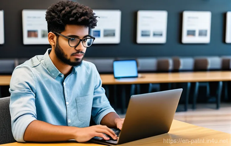 변리사 시험 준비 과정에서의 꿀팁 - **Prompt:** A diverse university student, wearing a comfortable long-sleeved shirt and jeans, is int...